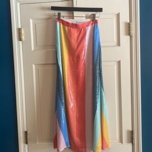 Olivia Rubin Penelope rainbow stripe sequin skirt